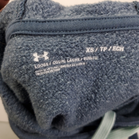 Under Armour Hoodie Womens XS Dark Green Fleck Rival Fleece Logo Raglan - Picture 5 of 9